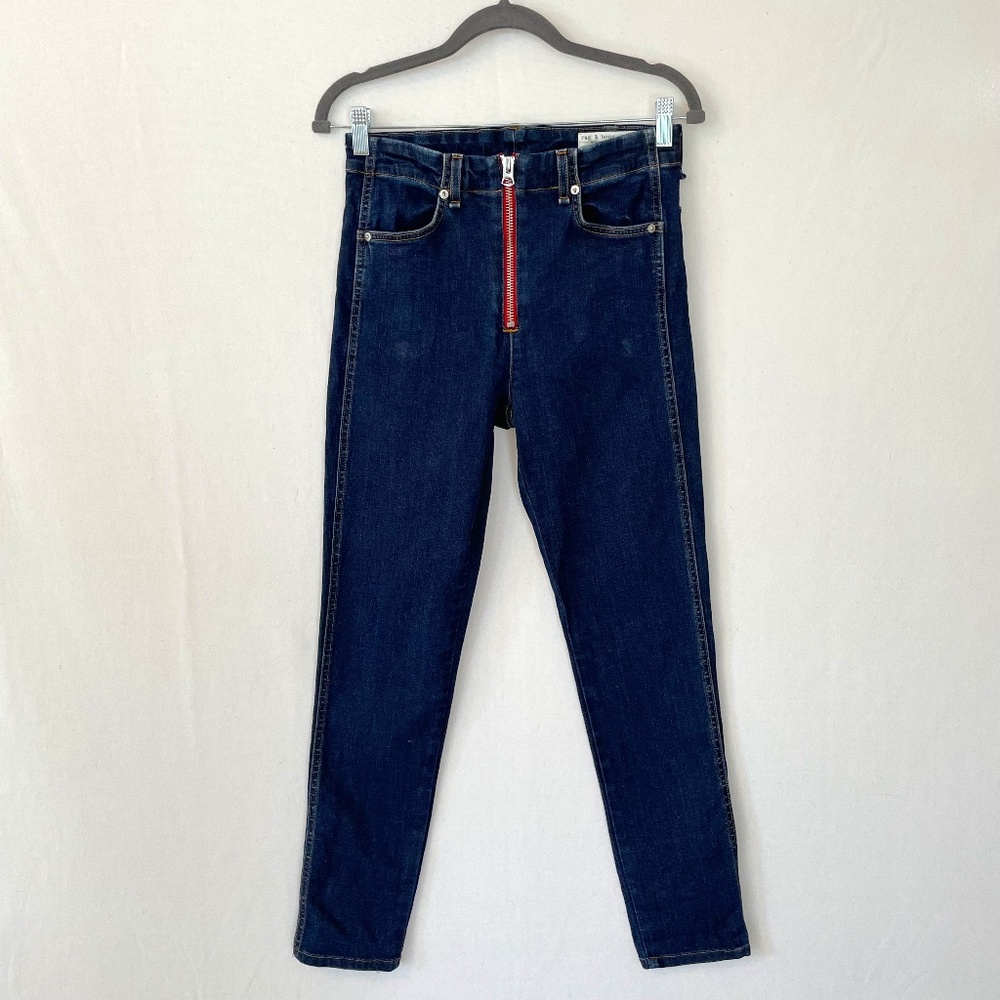 RAG & BONE Size 27 Nina High Rise Cigarette in Big Sky Red Zipper Jeans